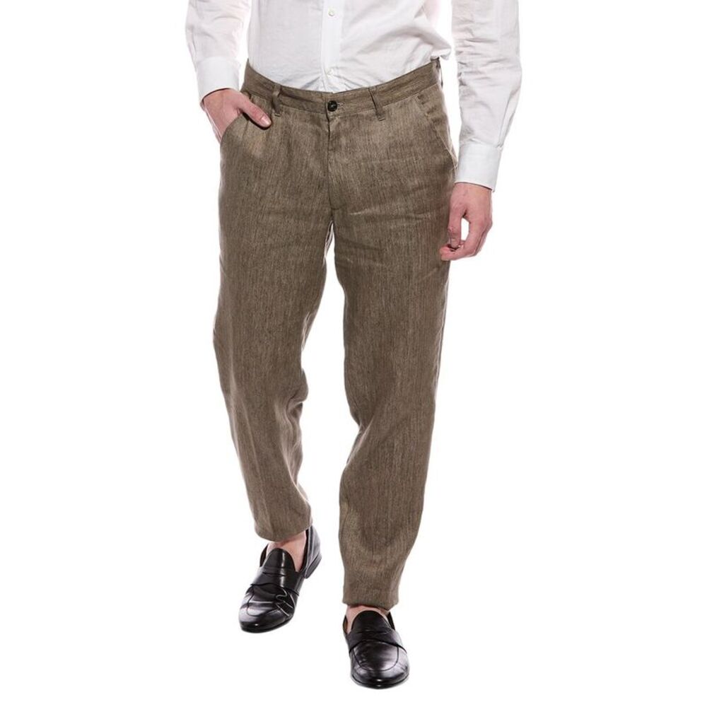 Isaia Mens Linen Trouser, Brown